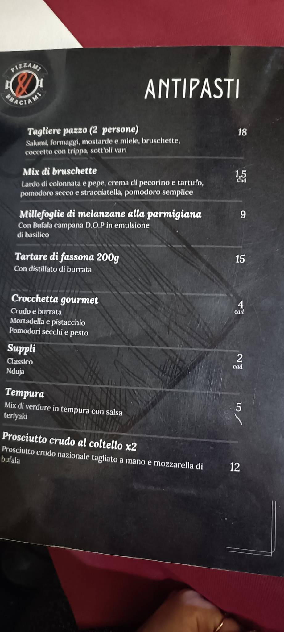 Menu di Pizzami&braciami 