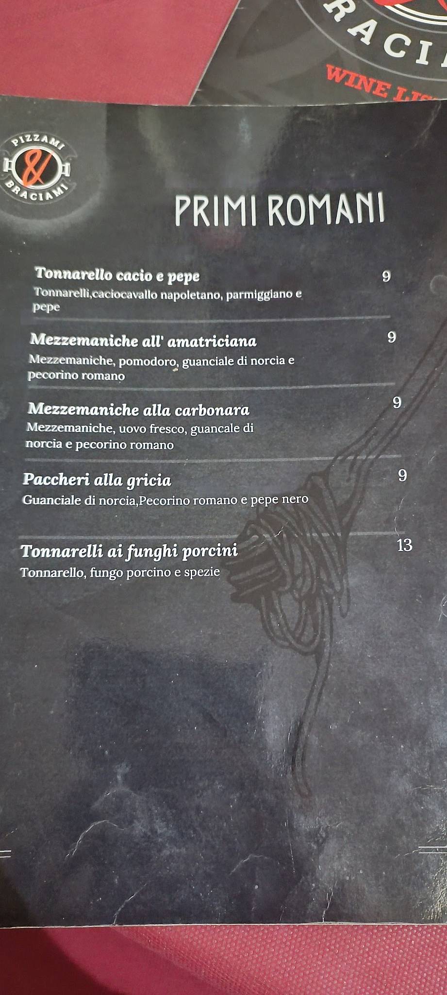 Menu di Pizzami&braciami 