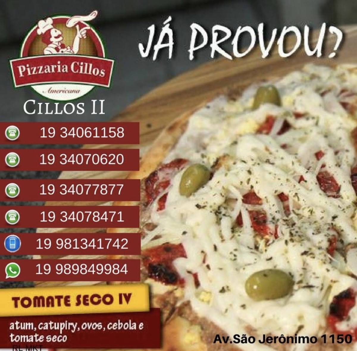 Pizzaria Cillos ll cardápio