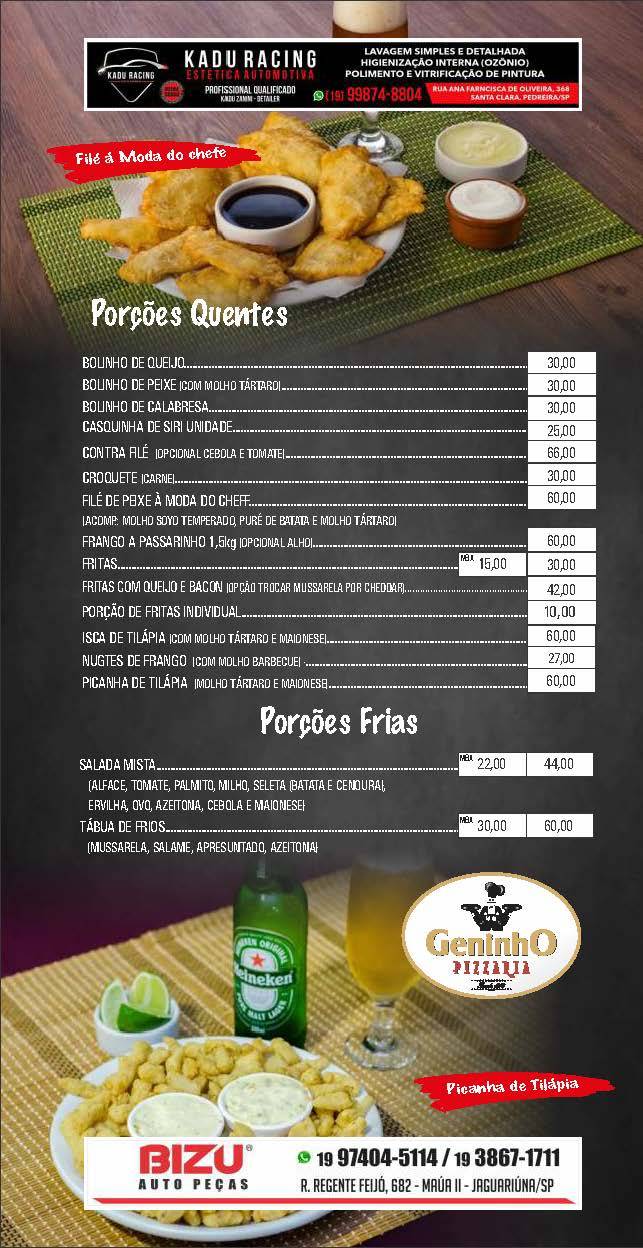 Pizzaria e Disk Pizza GENINHO cardápio
