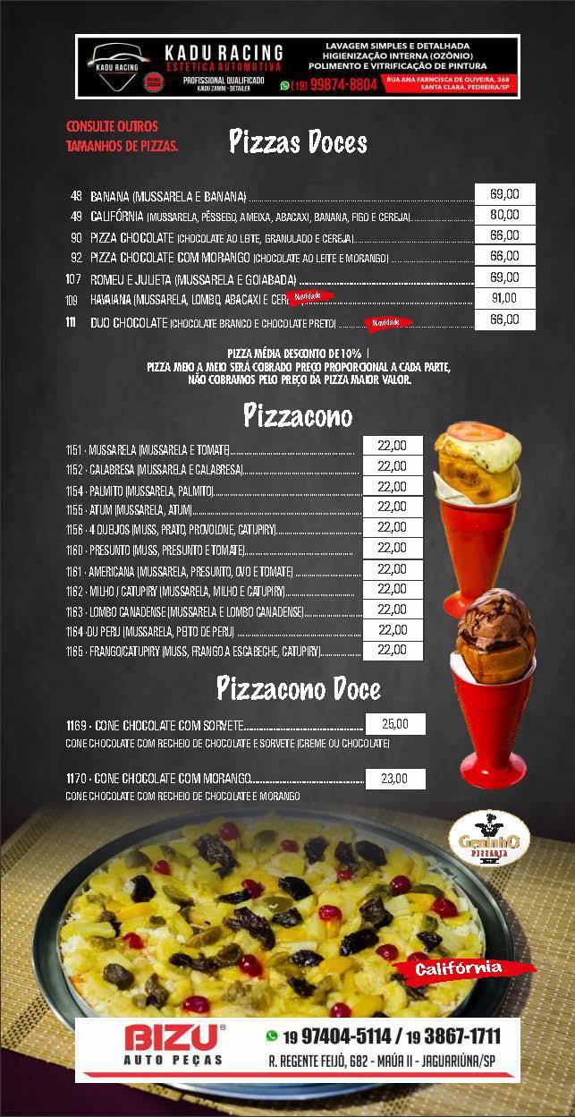 Pizzaria e Disk Pizza GENINHO cardápio
