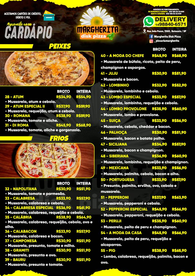 Pizzaria Margherita botucatu cardápio