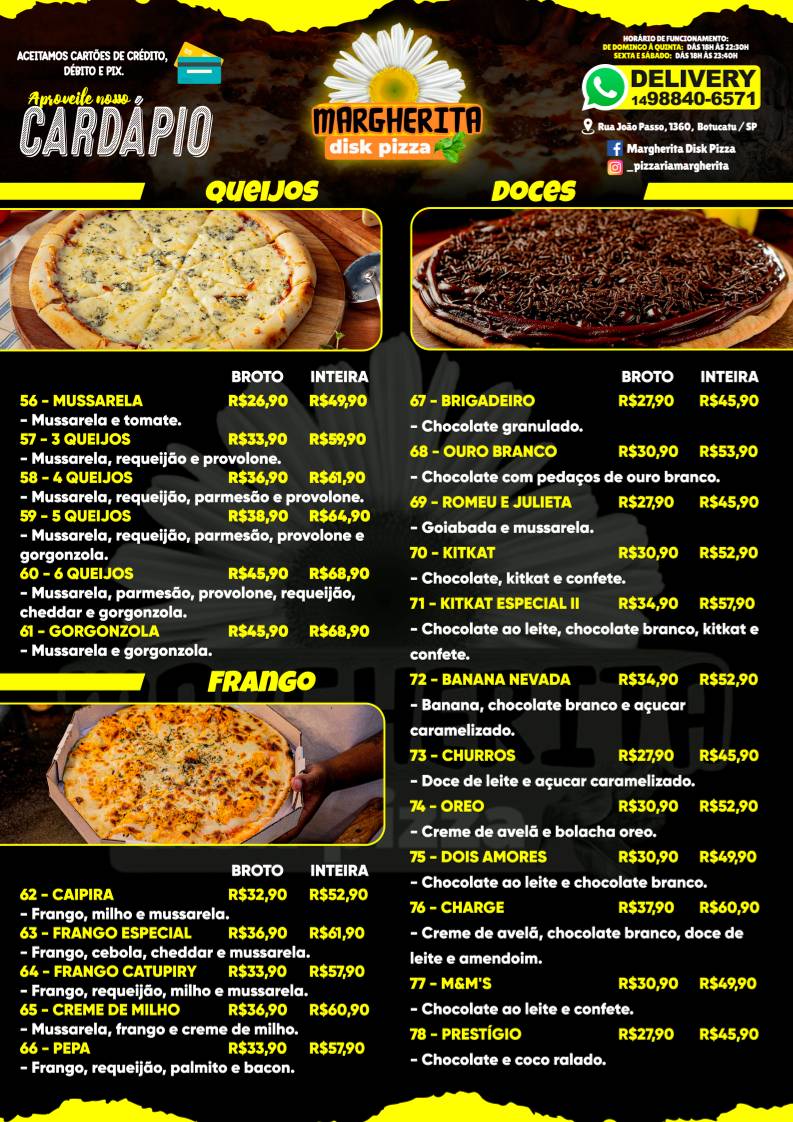 Pizzaria Margherita botucatu cardápio