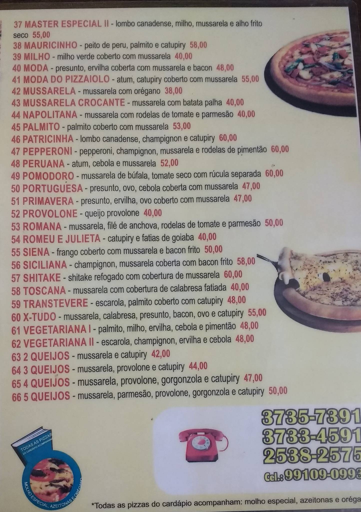 Pizzaria Master cardápio