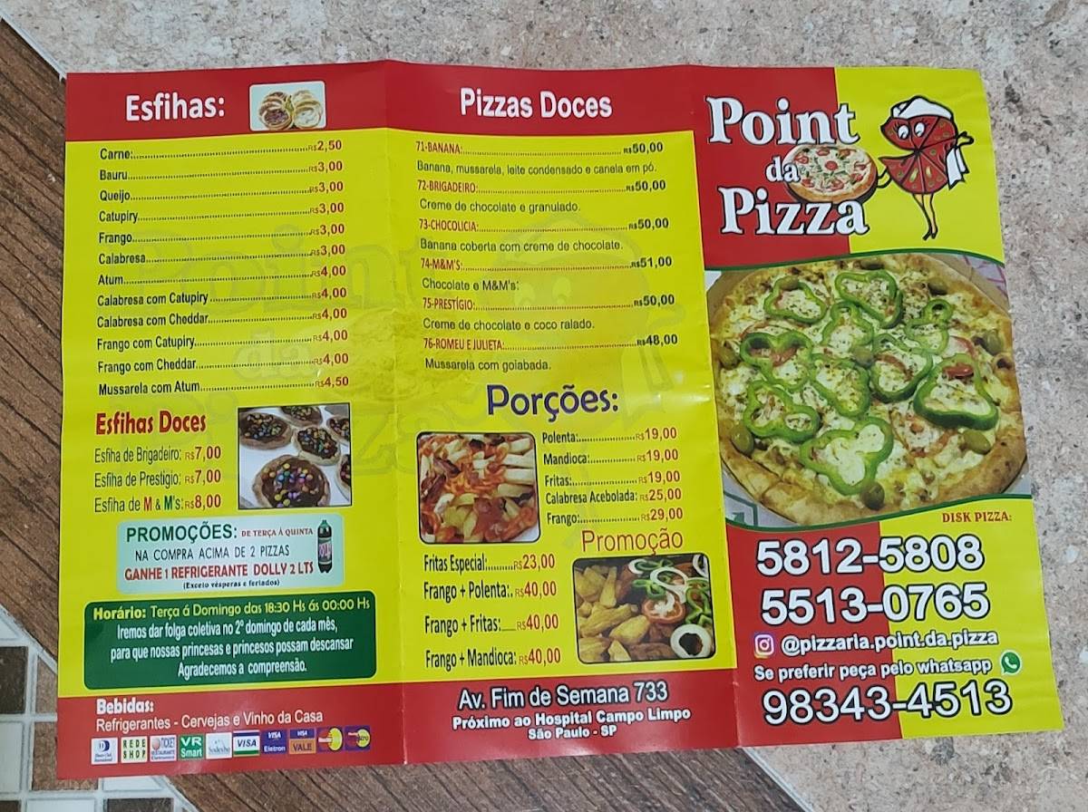 Pizzaria Point Da Pizza cardápio