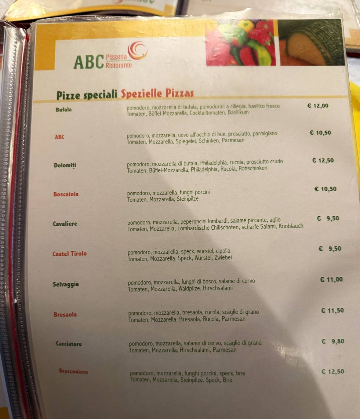 Menu di Pizzeria Abc 