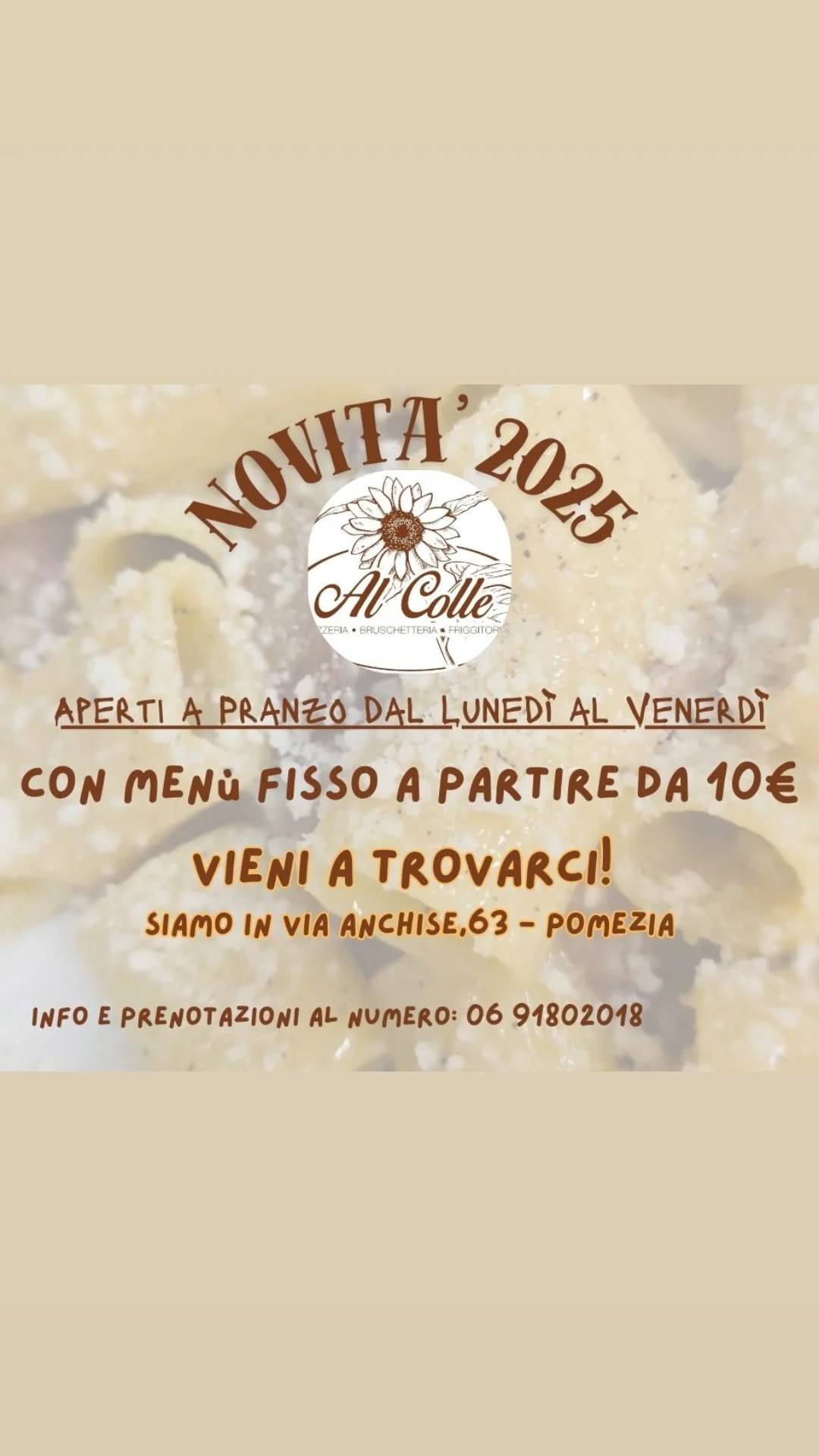 Menu di AL COLLE pizzeria bruschetteria fritti 