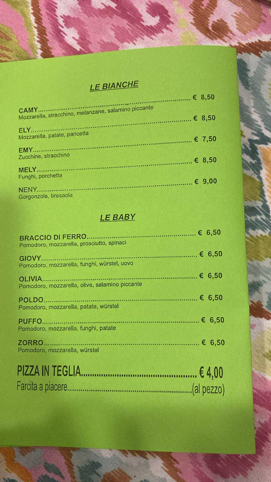 Menu di Pizzeria Al Portone 