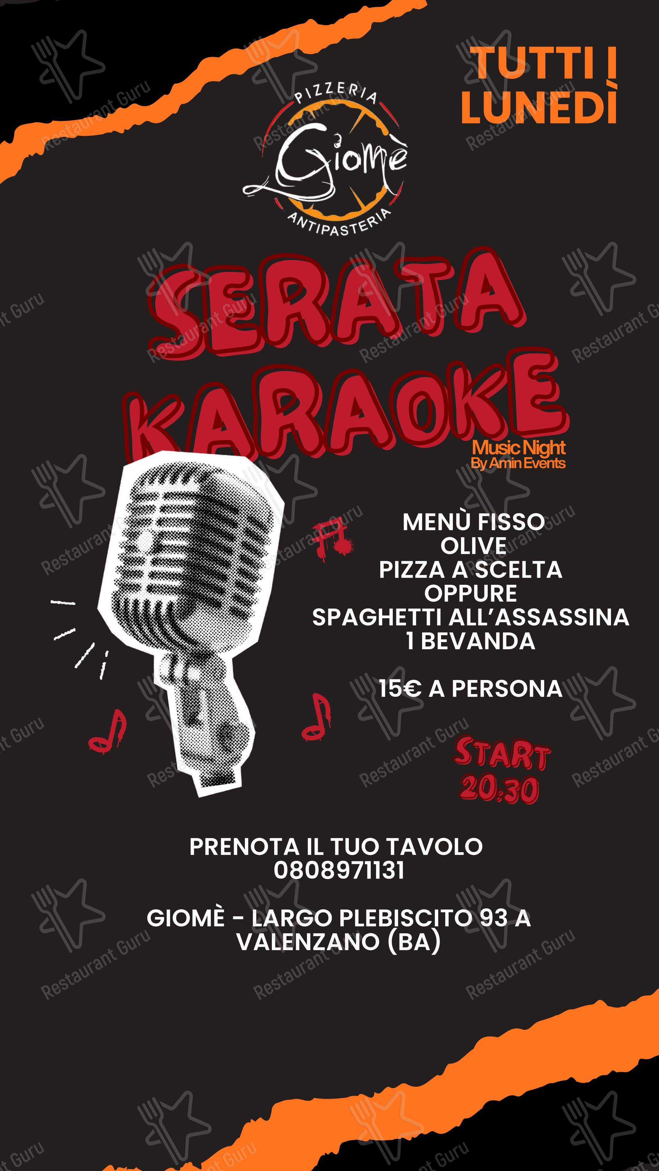 Menu per Pizzeria Antipasteria Giomè in Valenzano