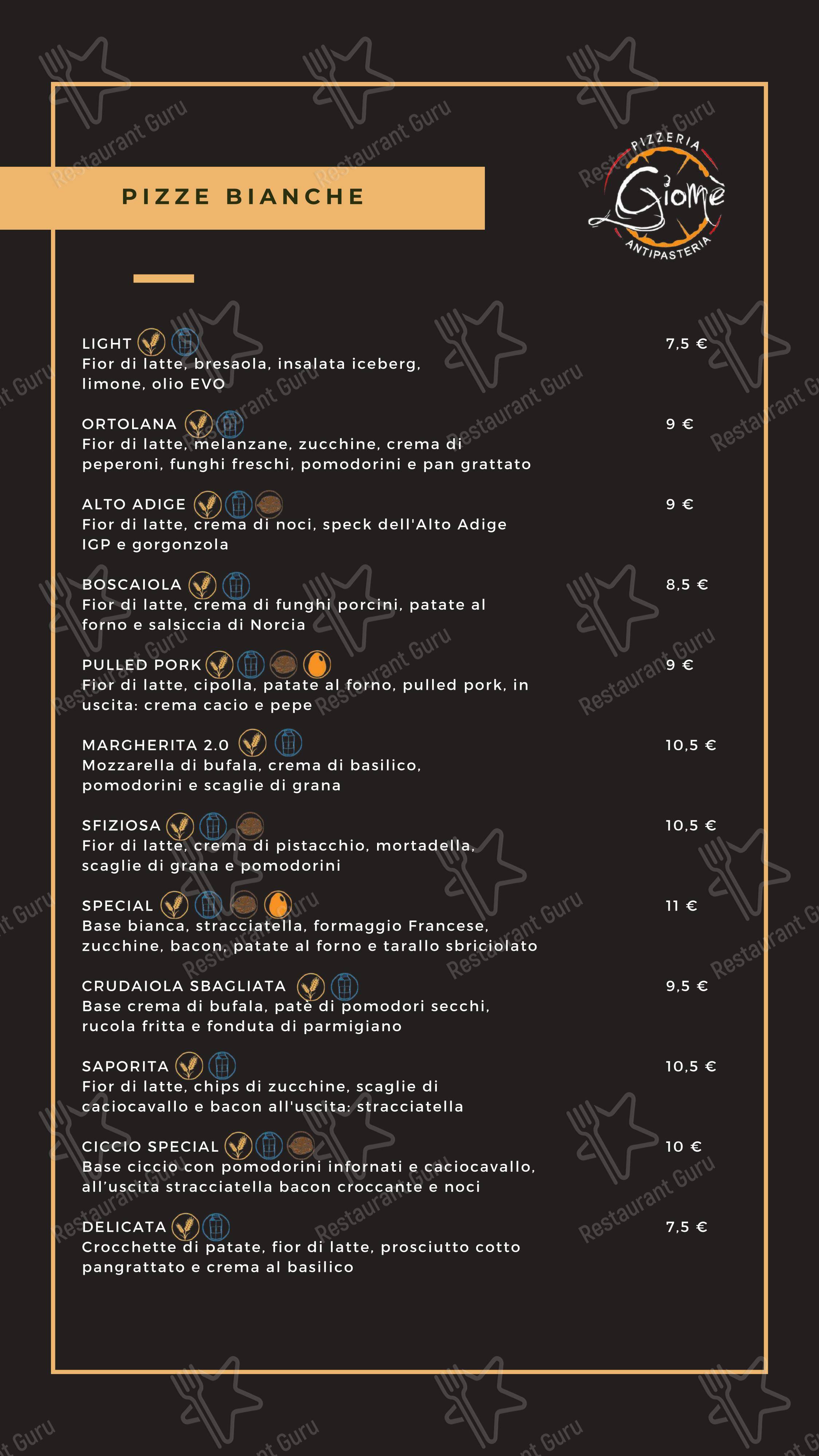 Menu per Pizzeria Antipasteria Giomè in Valenzano