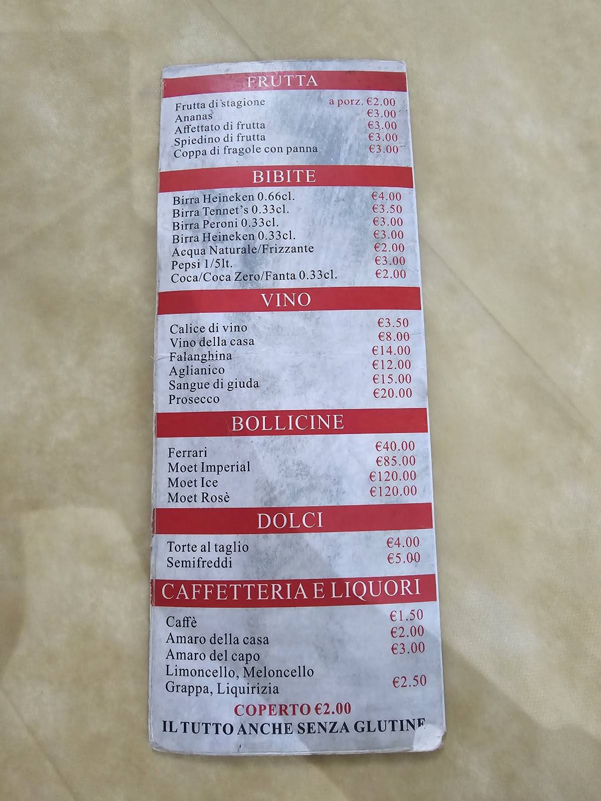 Menu di Avrora - Ristorante & Pizzeria (Ex. Franco) 
