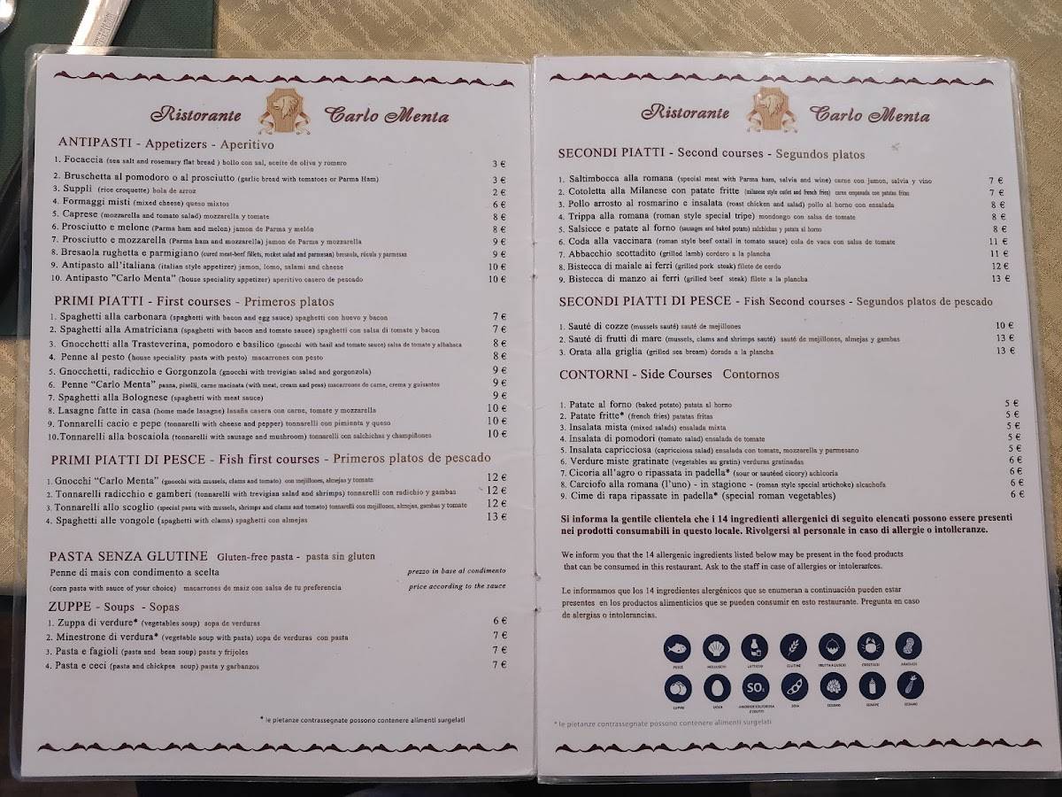 Menu di Carlo Menta 