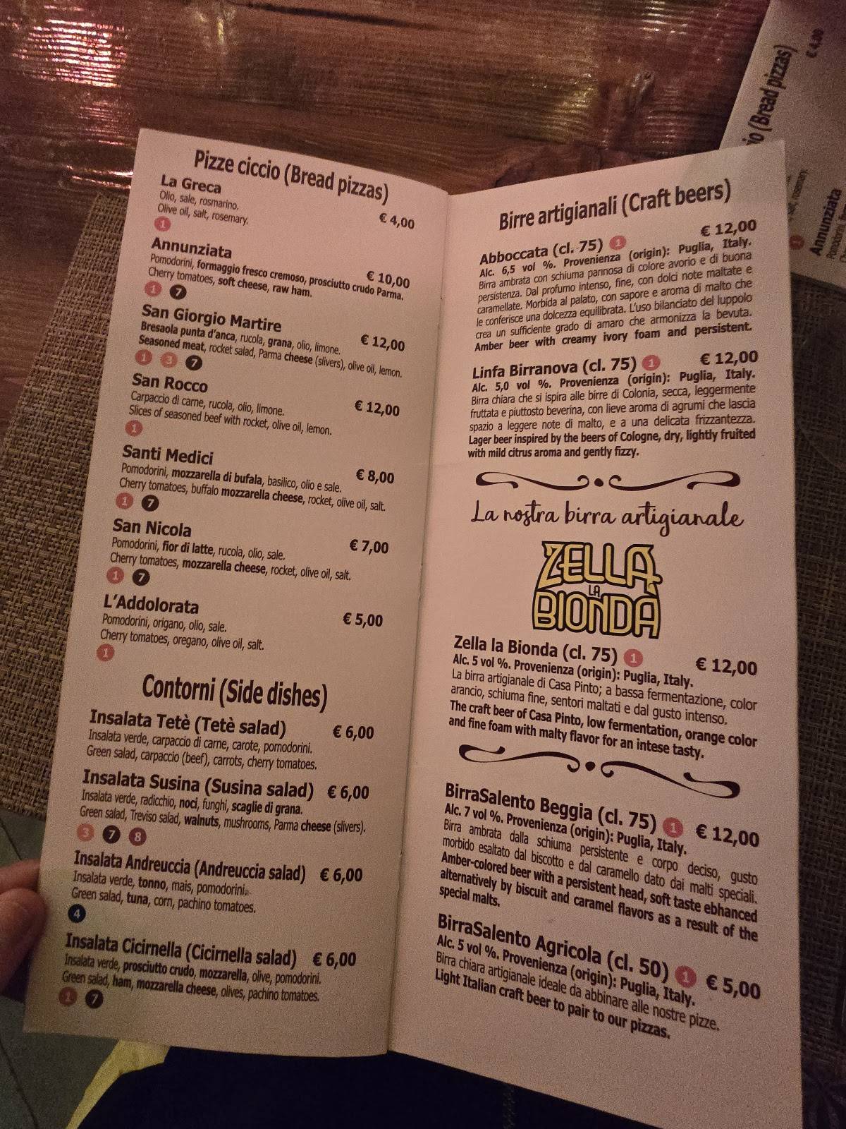 Menu di Pizzeria Casa Pinto 