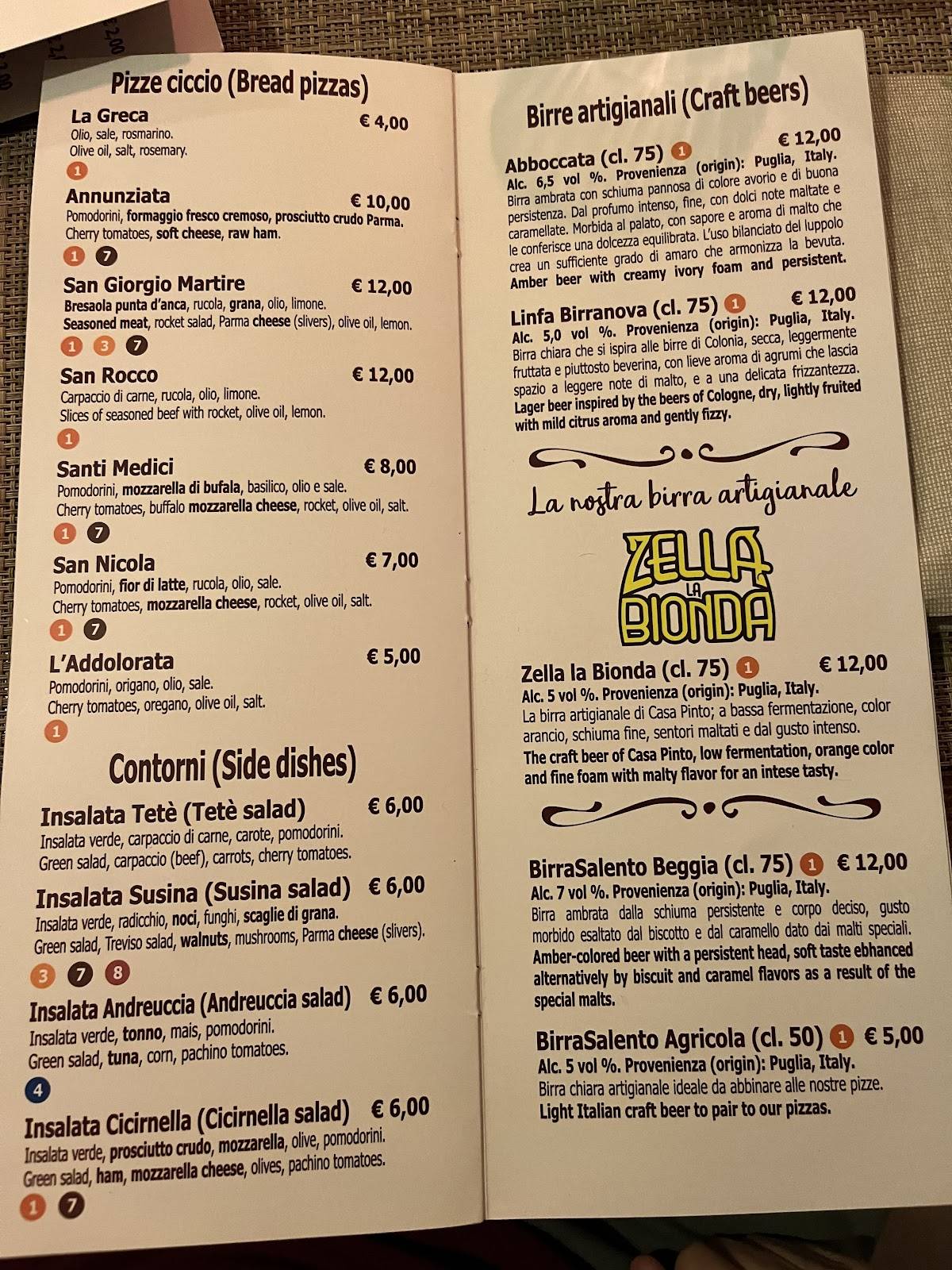 Menu di Pizzeria Casa Pinto 