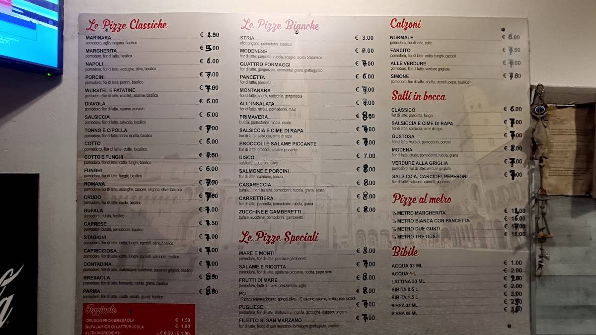 Menu di Pizzeria Emilio Po 
