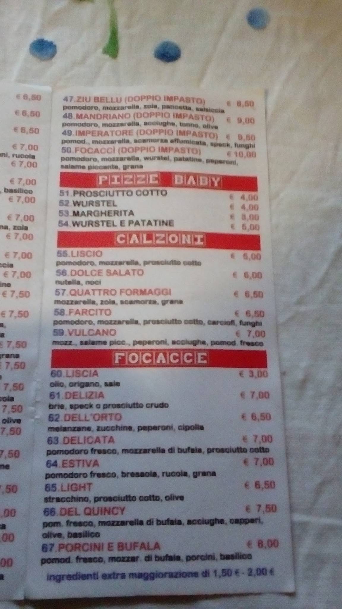 Menu di Focaccì 