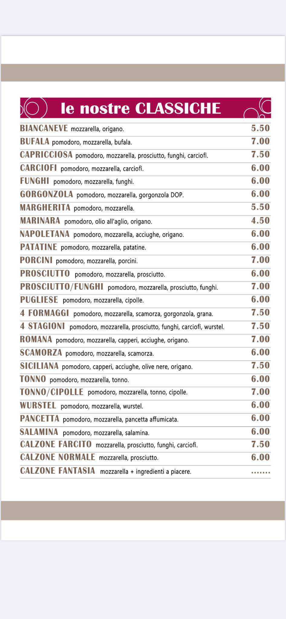 Menu di Gelateria Pizzeria Doppio Gusto 