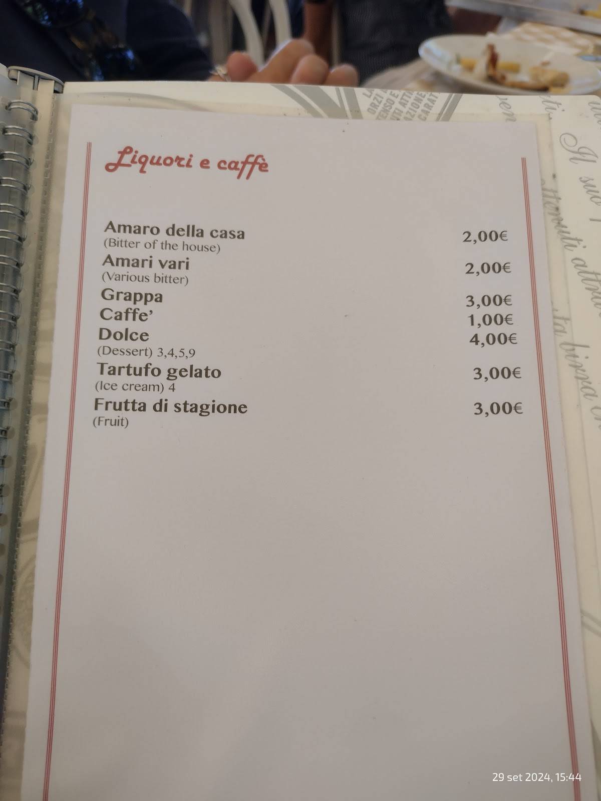 Menu di Ristorante pizzeria da Gighetto 