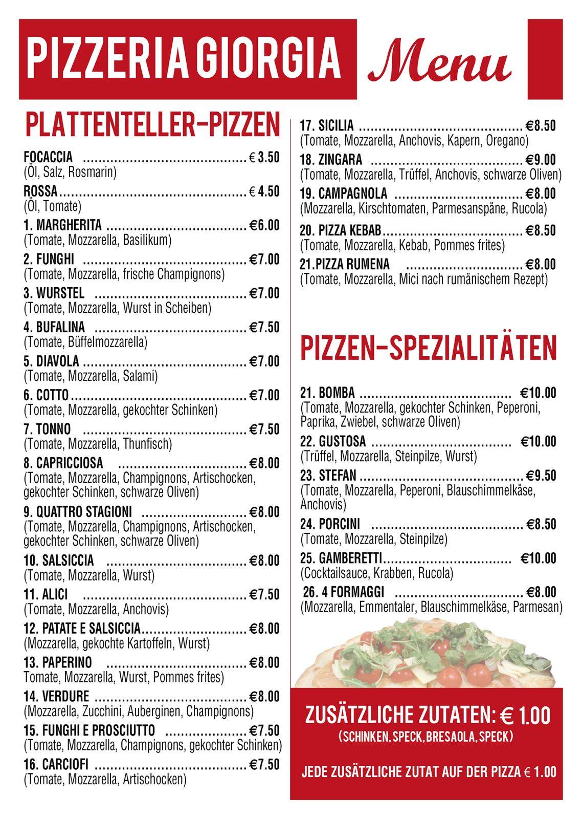 Menu di Pizzeria Giorgia 