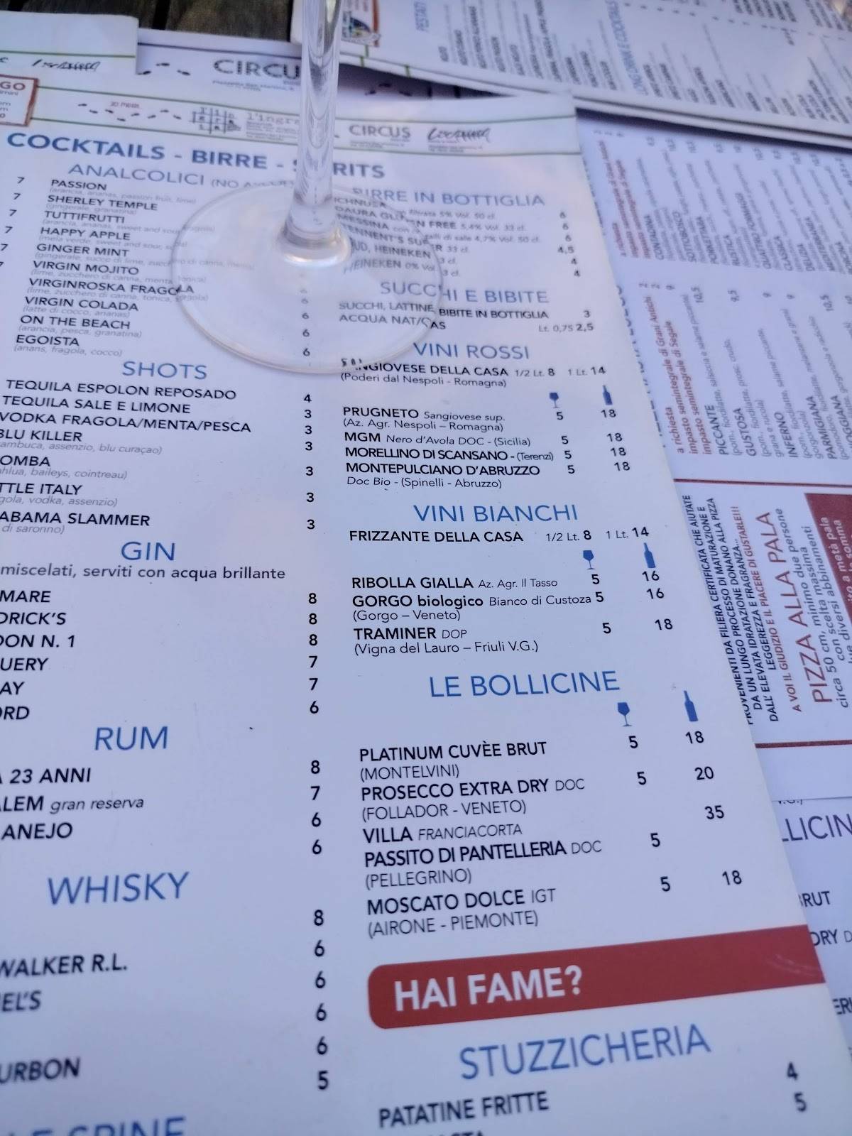 Menu di Hasta Luego 