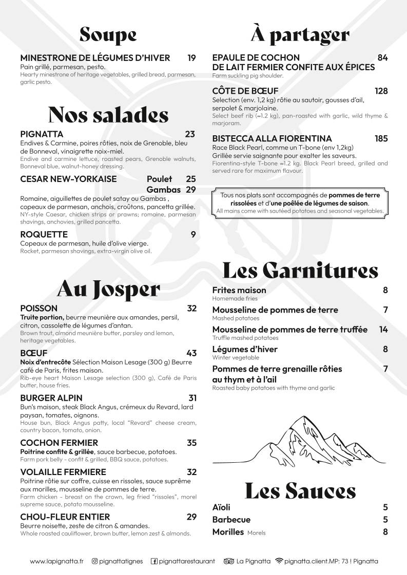 Menu de La Pignatta