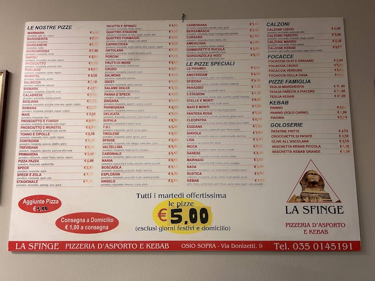 Menu di Pizzeria La Sfinge 
