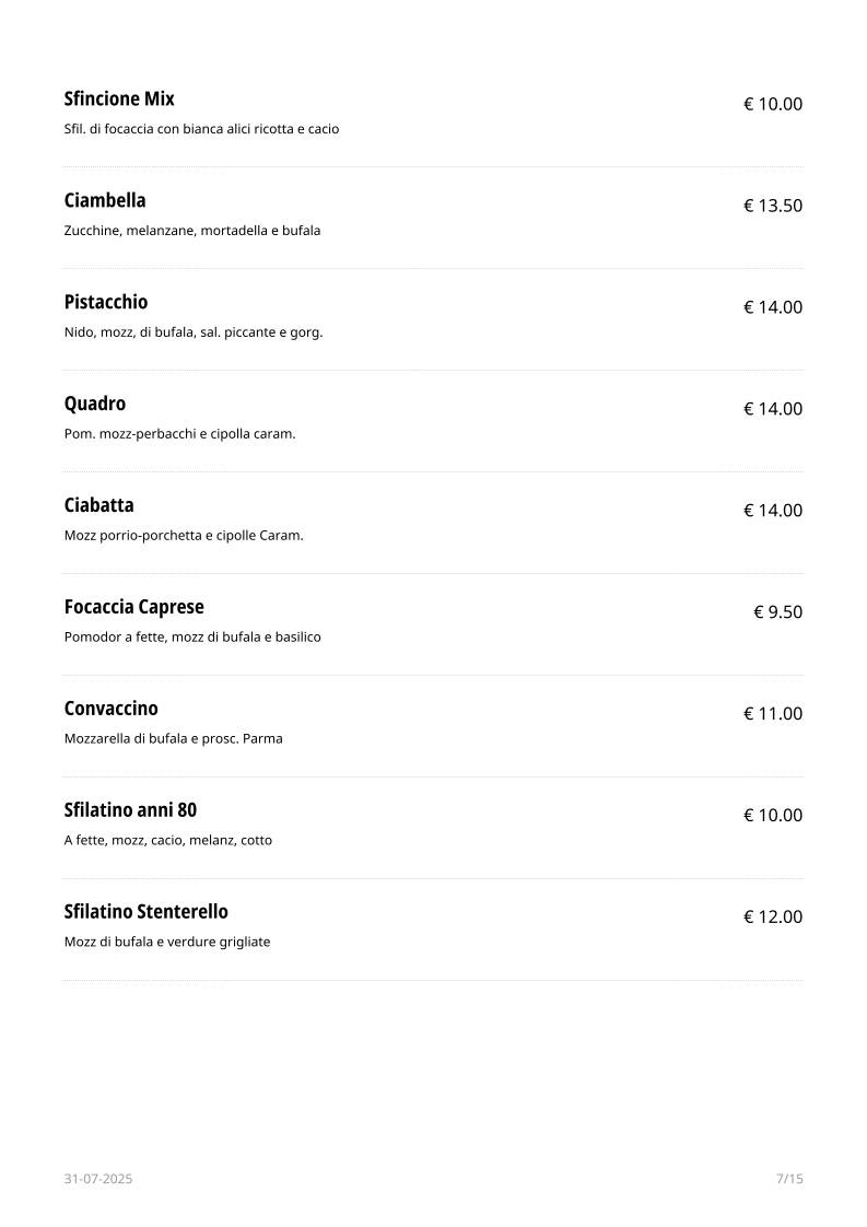 Menu di Le Maschere 