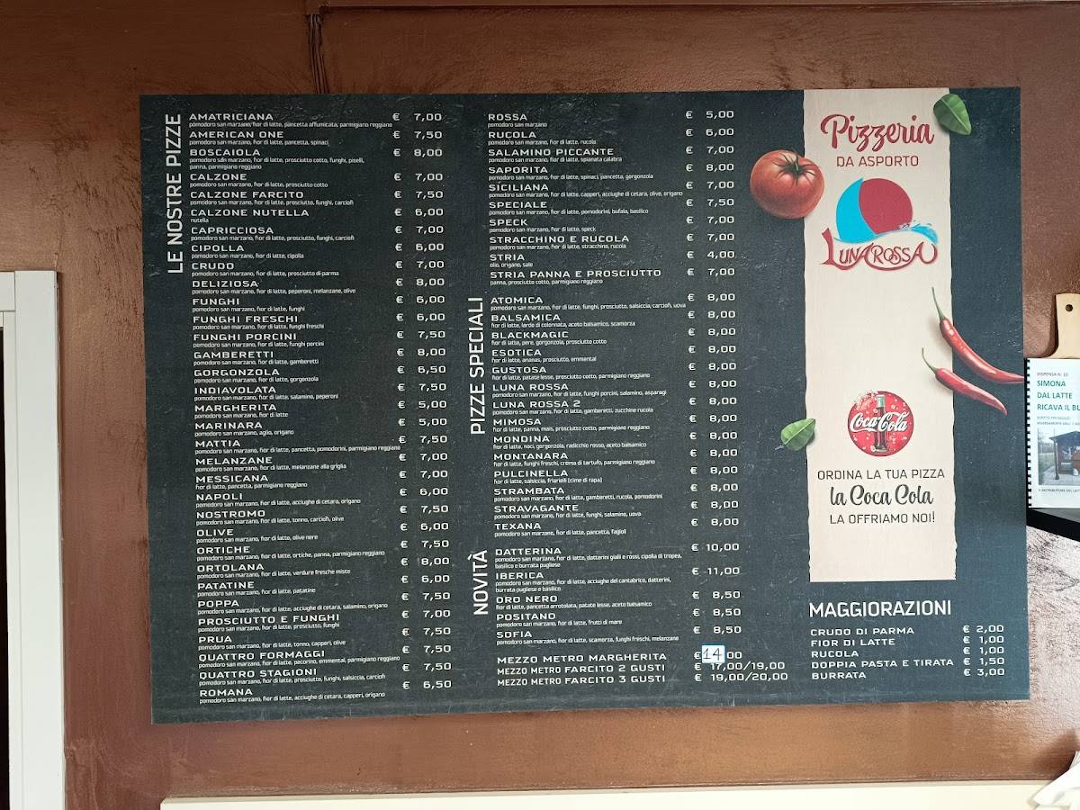Menu di Pizzeria Luna Rossa da Franco 