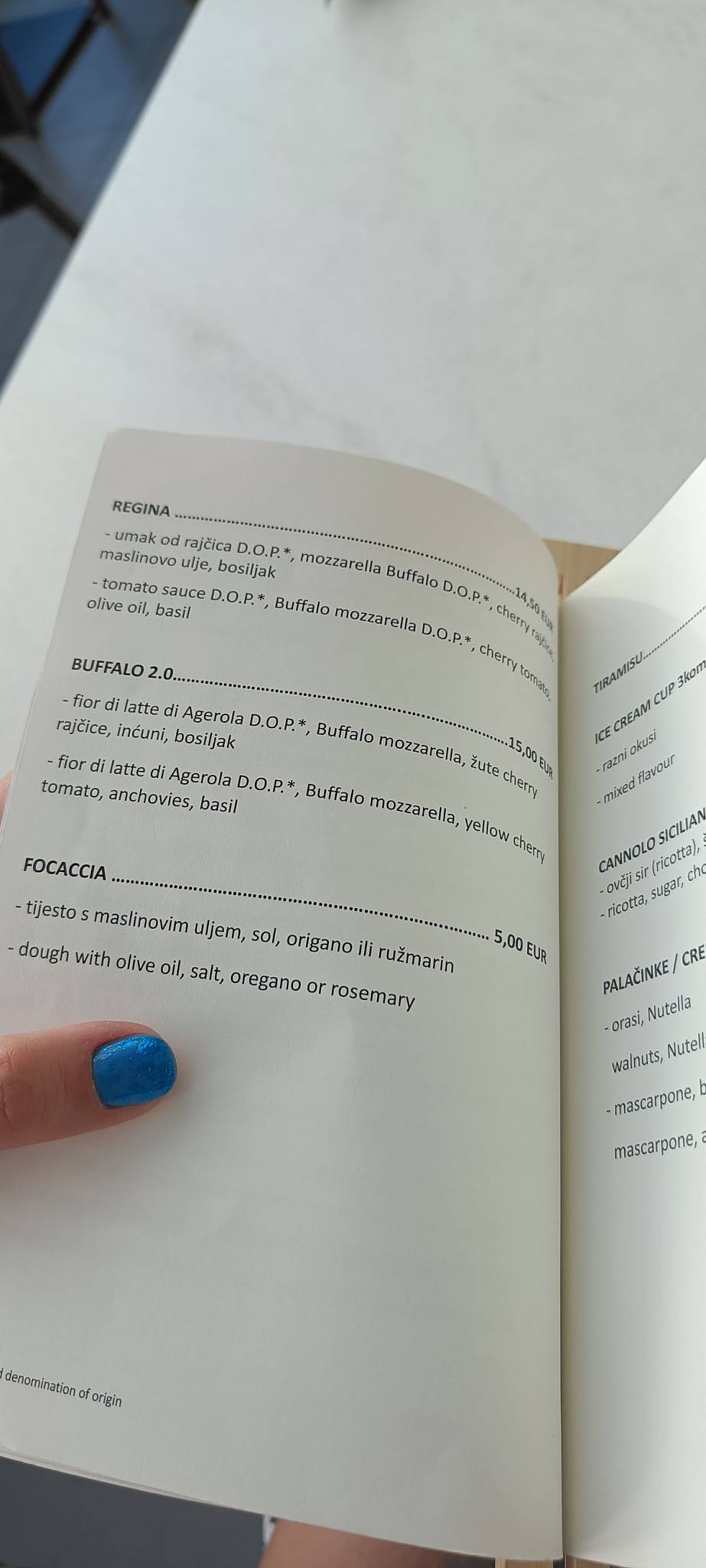 Menu di Pizzeria Maya 