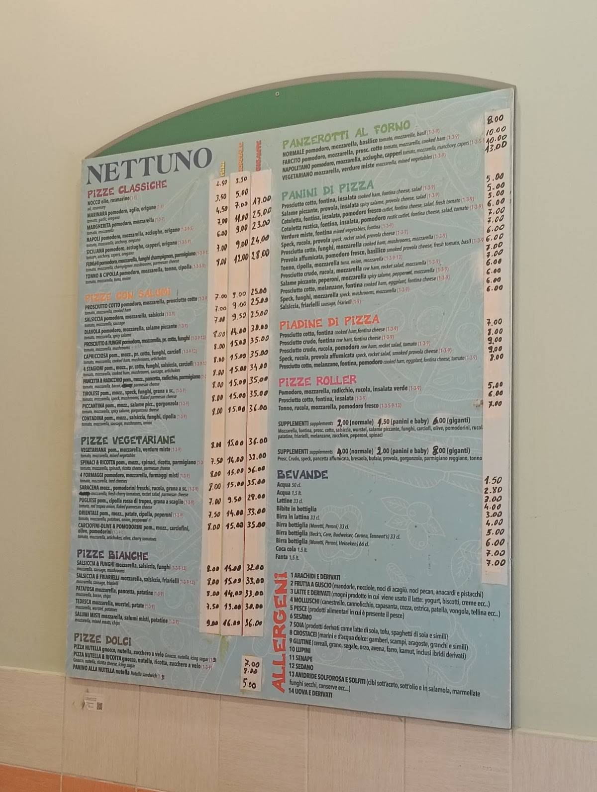 Menu di Pizzeria Nettuno Bologna 
