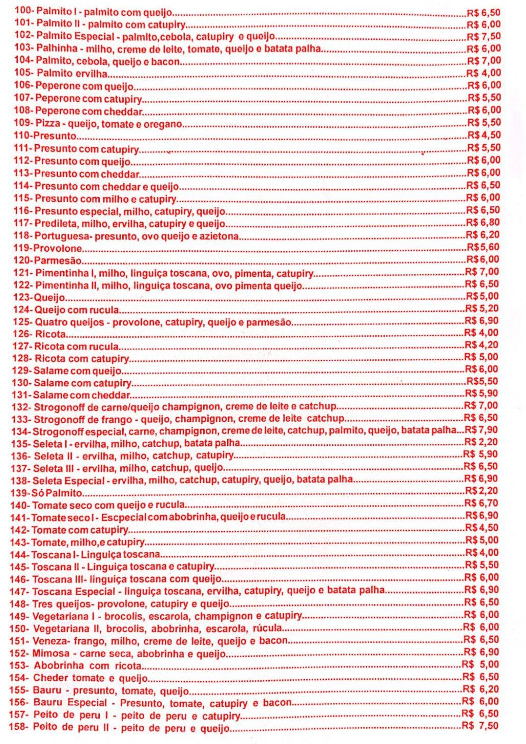 O Braseiro Pizzaria e Esfiharia cardápio
