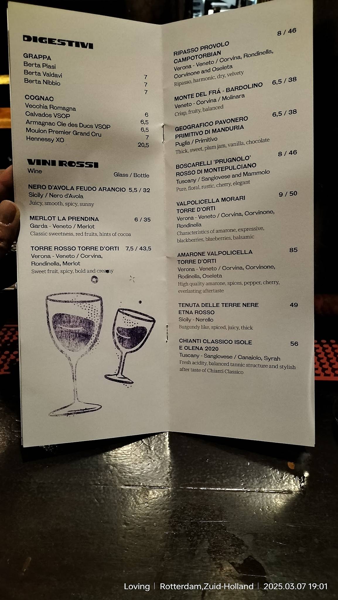 Menu de O'Pazzo Blaak