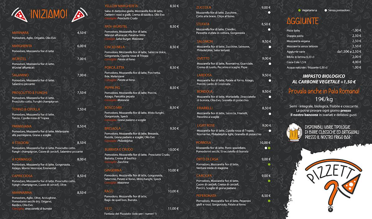 Menu di Pizzeria PIZZETTA? 