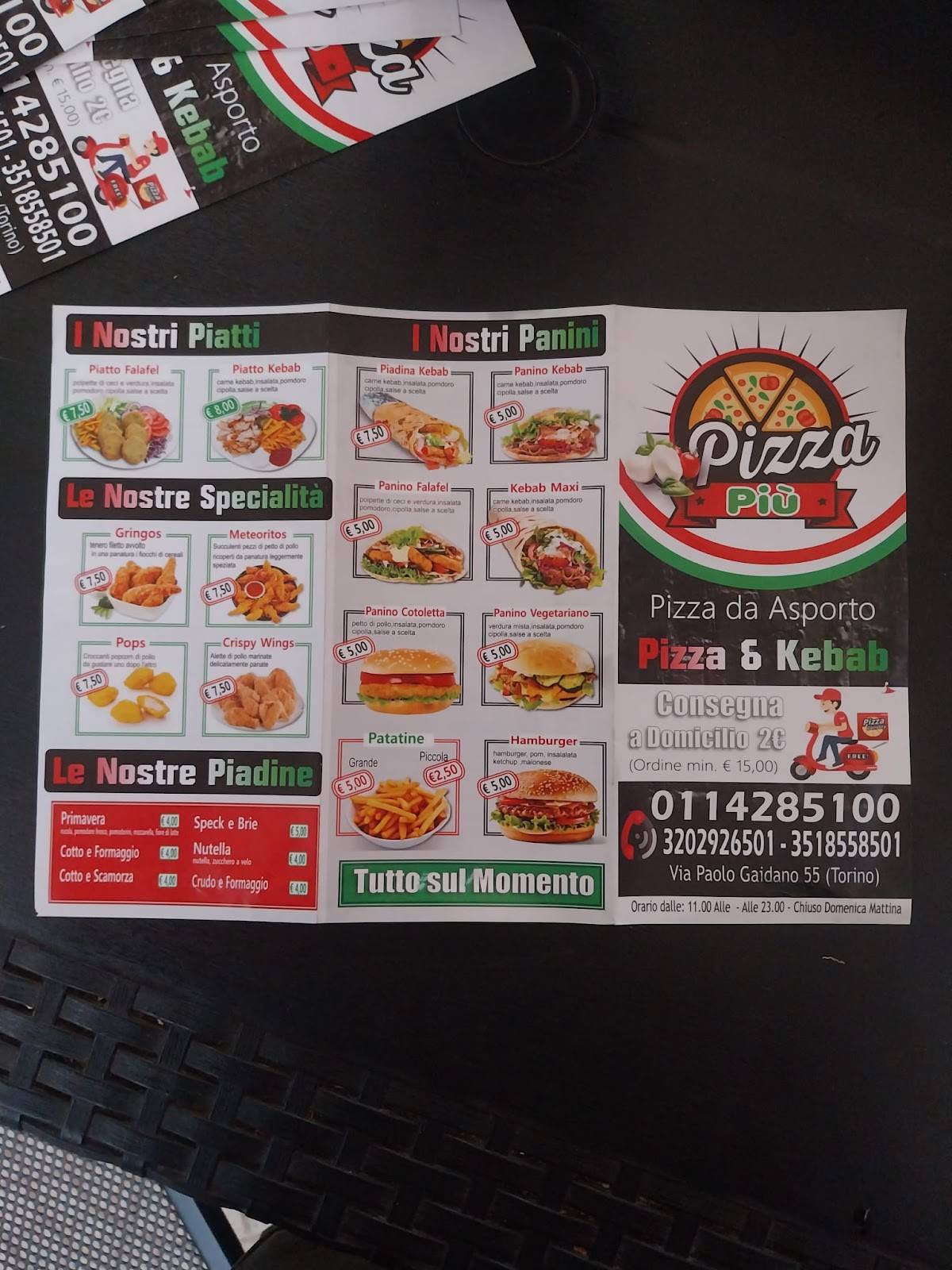 Menu di Pizza Più 