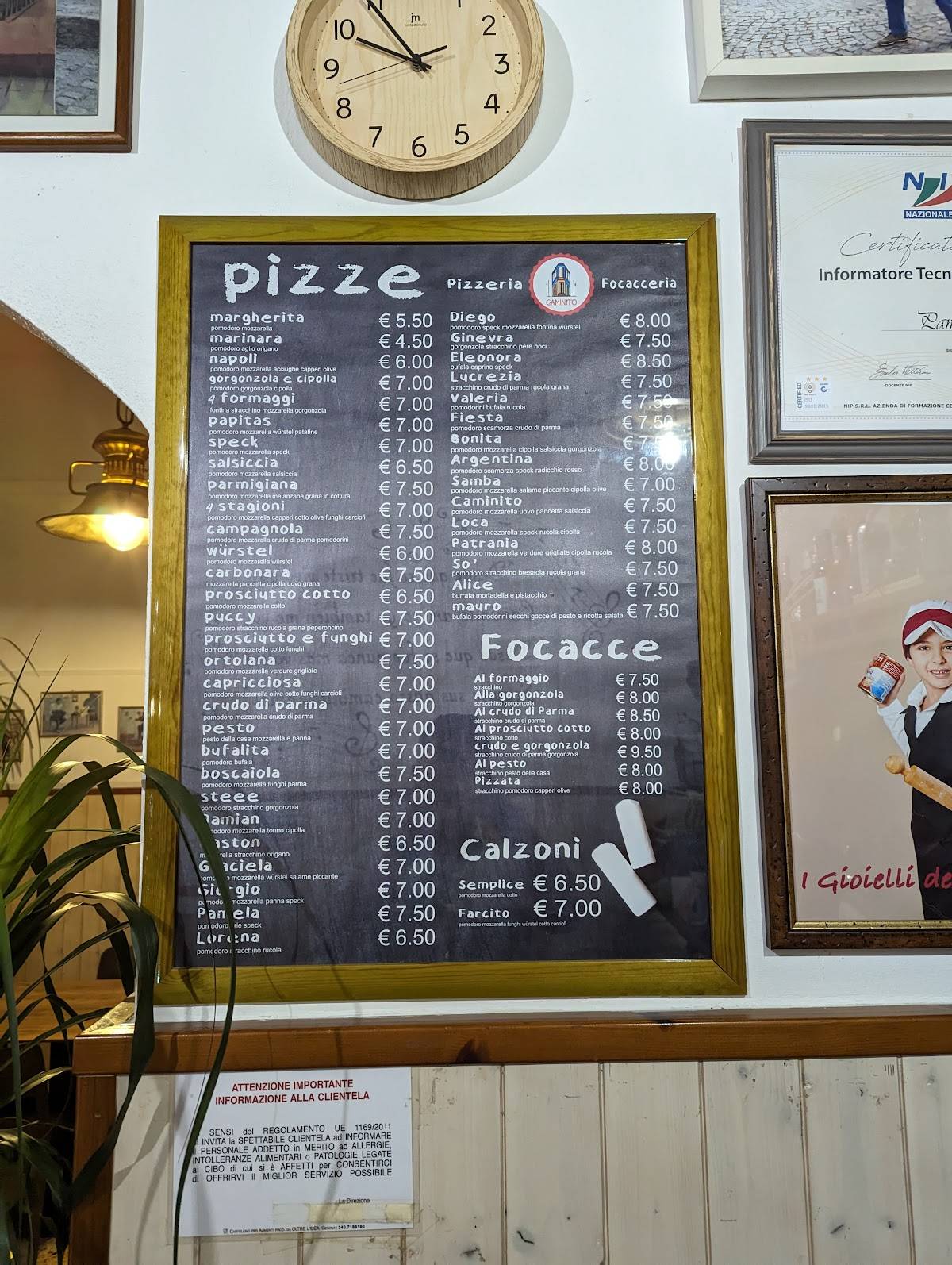 Menu di Caminito 