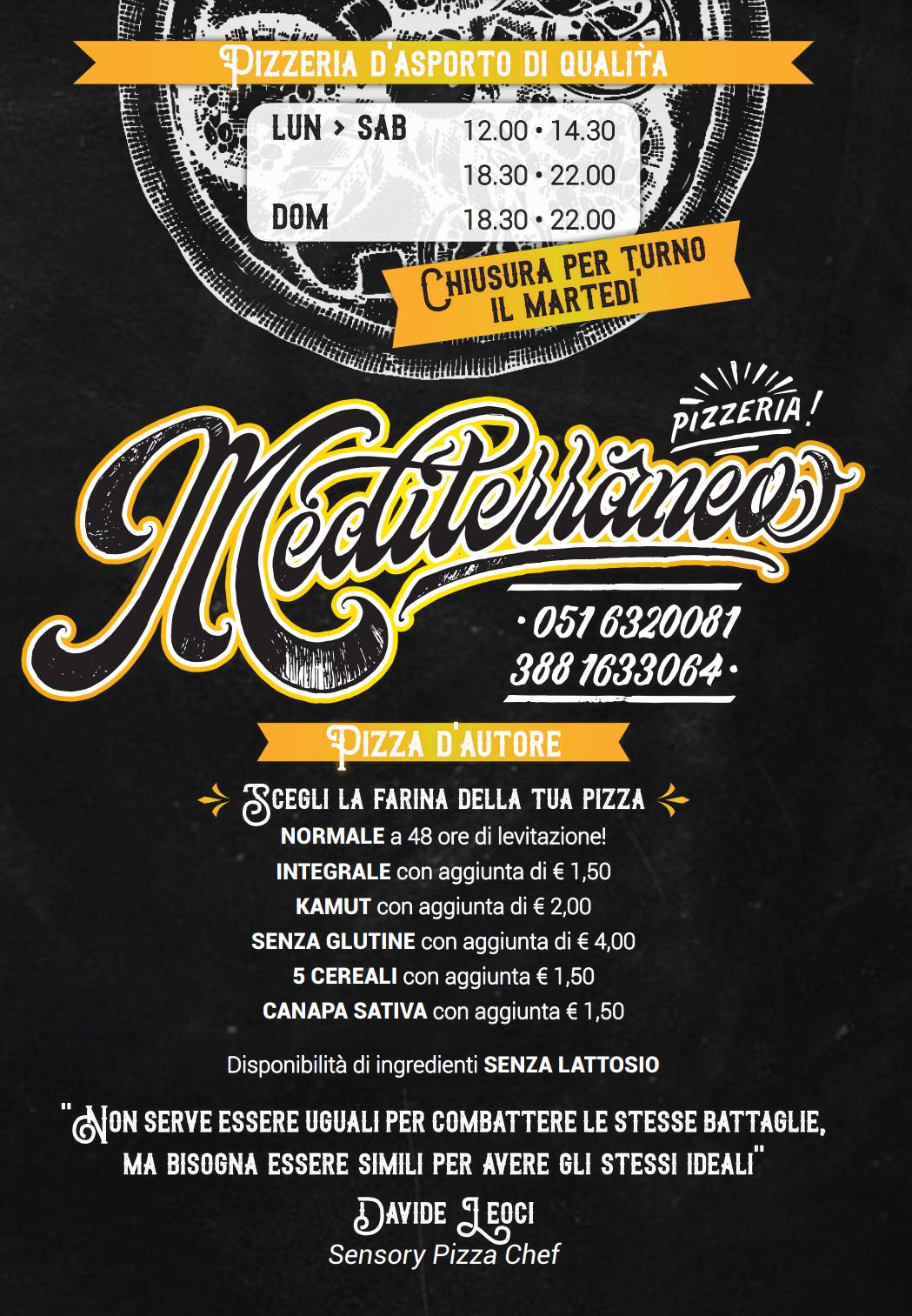 Menu di Pizzeria Mediterraneo Pizza D'Autore Castel Maggiore 