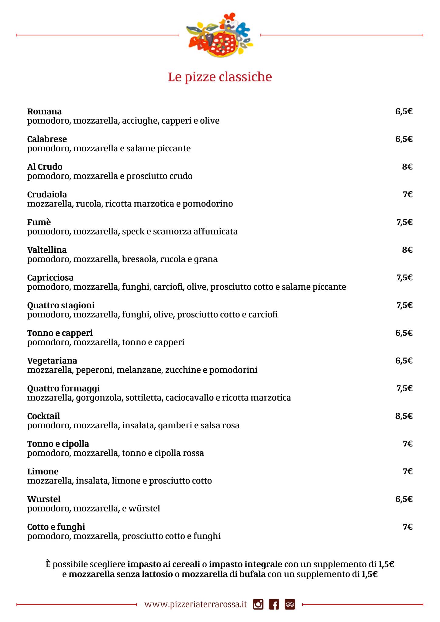 Menu di Pizzeria Terrarossa 