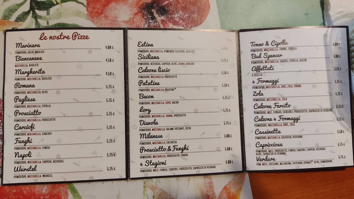 Menu di Pronto Pizza 