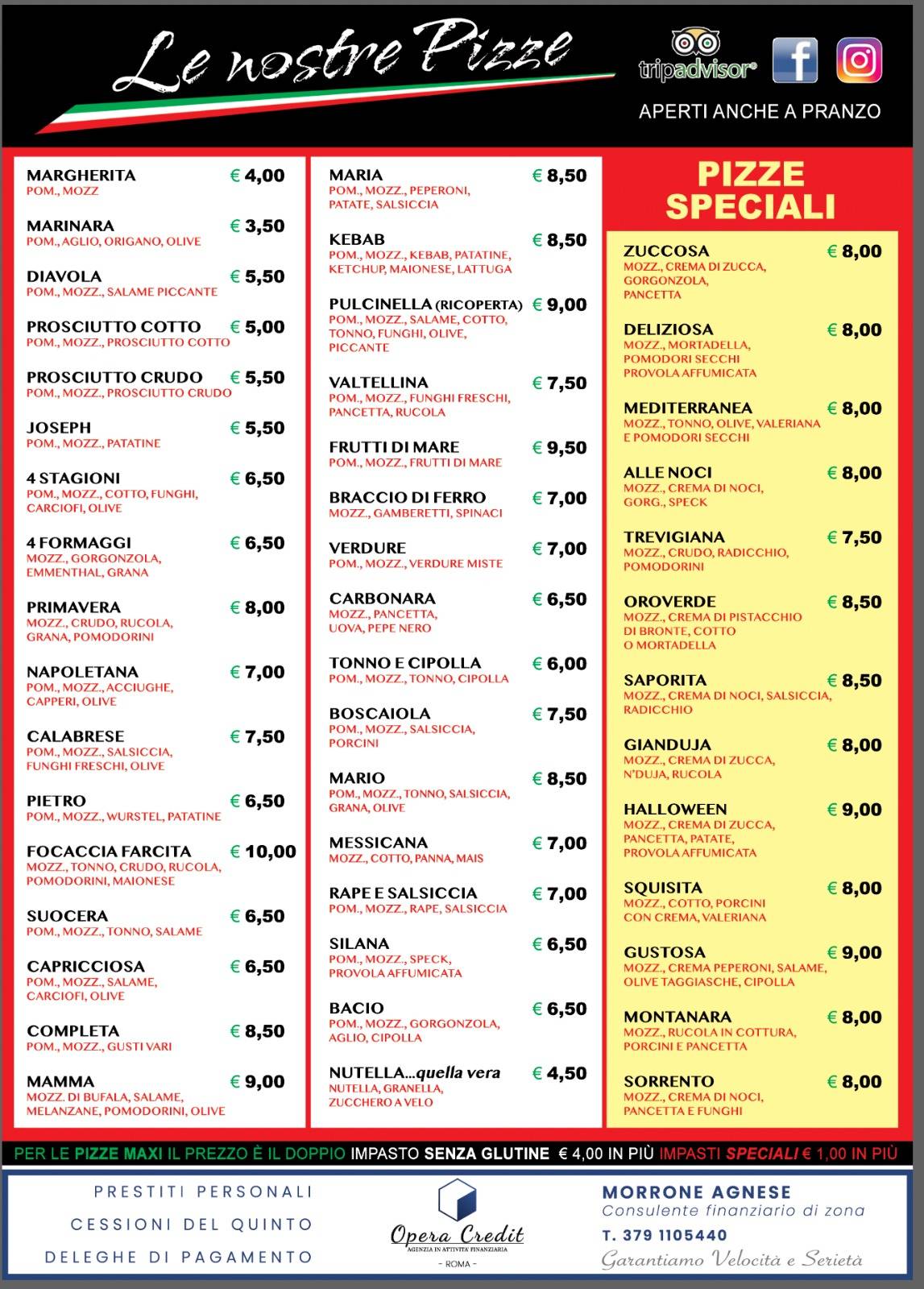 Menu di Pizzeria Pulcinella 