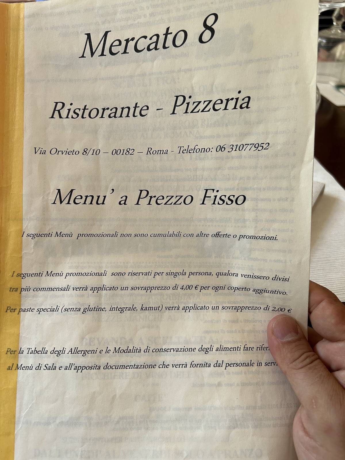 Menu di Ristorante Mercato 8 