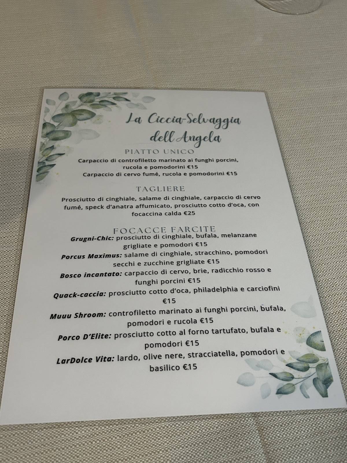 Menu di Pizzeria Ristorante l'Angela 