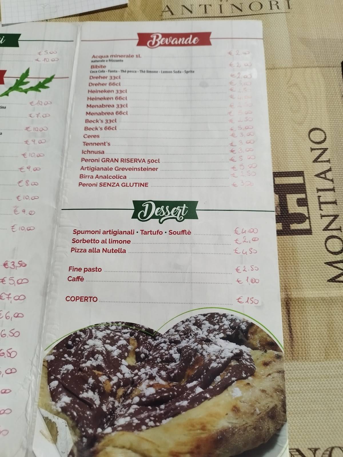 Menu di Pizzeria Rosticceria Italia 90 