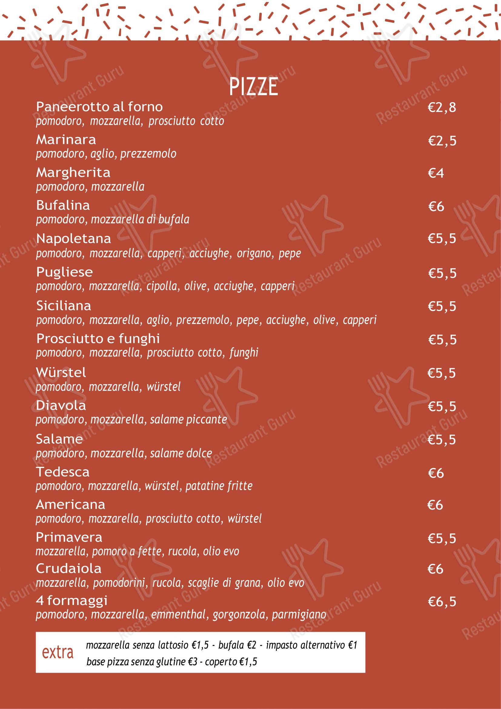 Menu per Pizzeria La Rustica in Santeramo In Colle