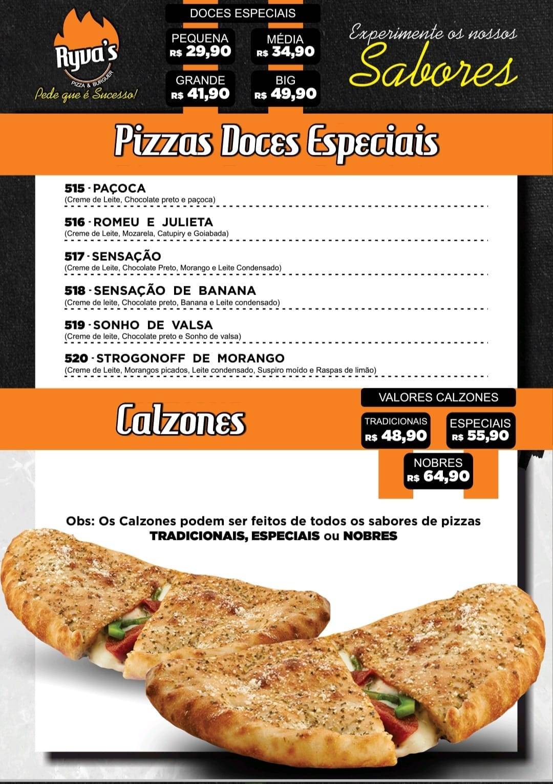 Ryva's Pizza & Burger cardápio