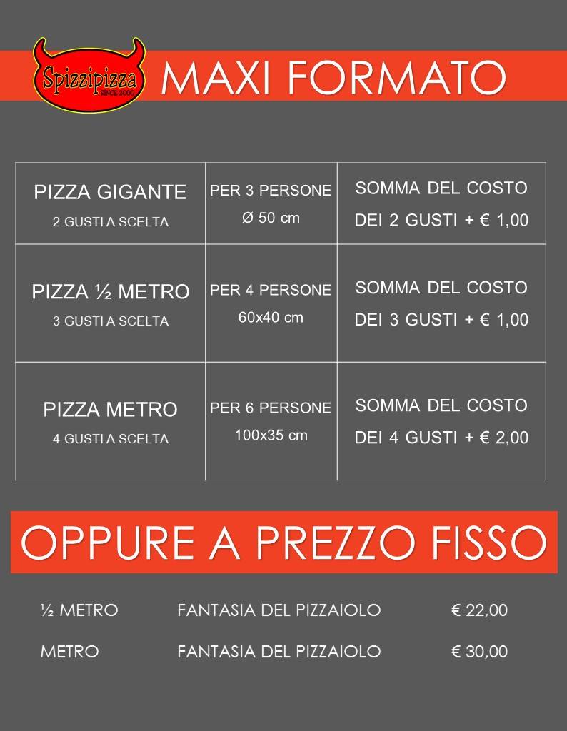 Menu di Pizzeria Spizzipizza Iglesias 