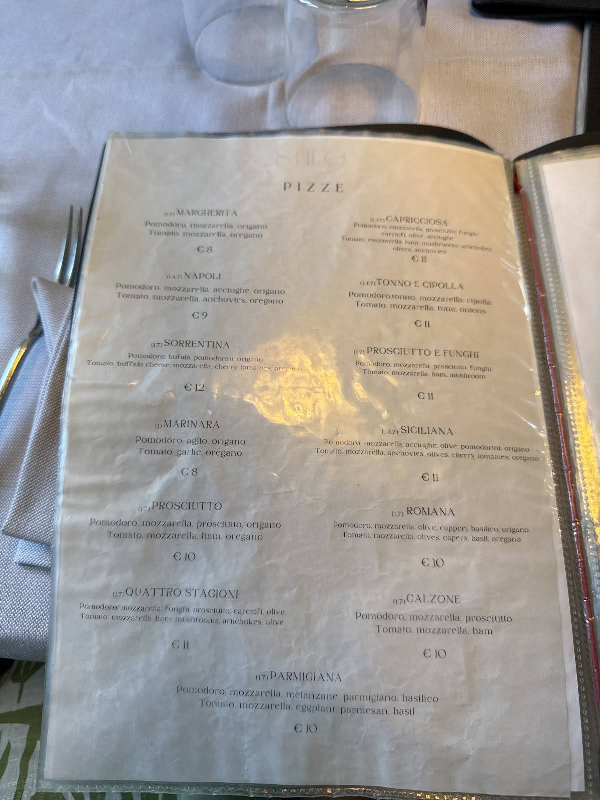 Menu di Stilo Ristorante Pizzeria 