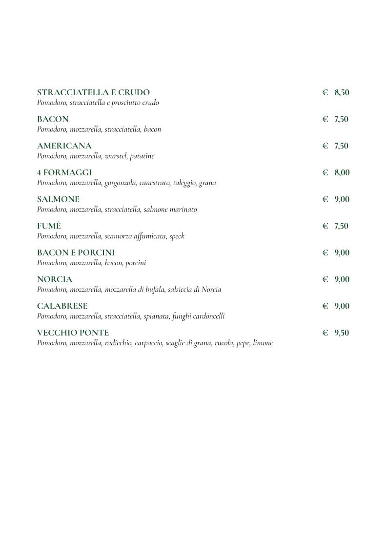 Menu di Pizzeria Vecchio Ponte 