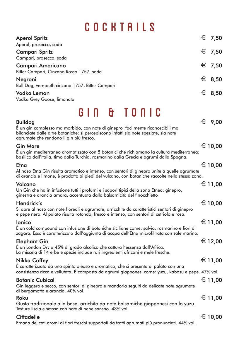 Menu di VintiReci Ristorante Pizzeria Gourmet 