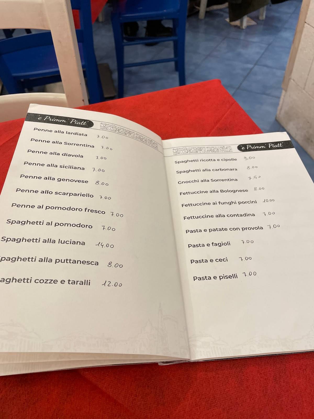 Menu di Pizzeria e Trattoria Sannino 