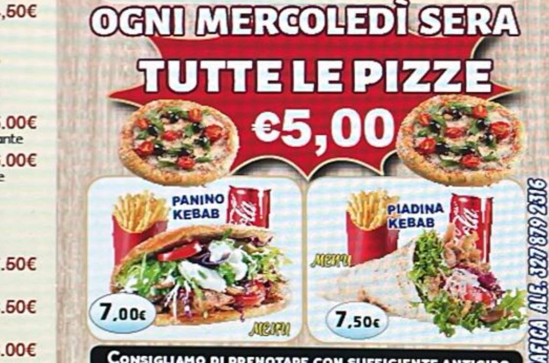 Menu di Pizzeria il vulcano 